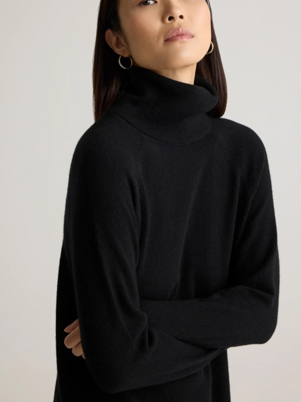 Quince Mongolian Cashmere Turtleneck Sweater Dress Black M - Picture 2 of 13